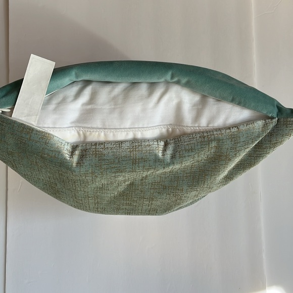 Velvet Throw Pillow Cover & Insert Gold Metallic Accent Phantoscope Aqua - Picture 7 of 10